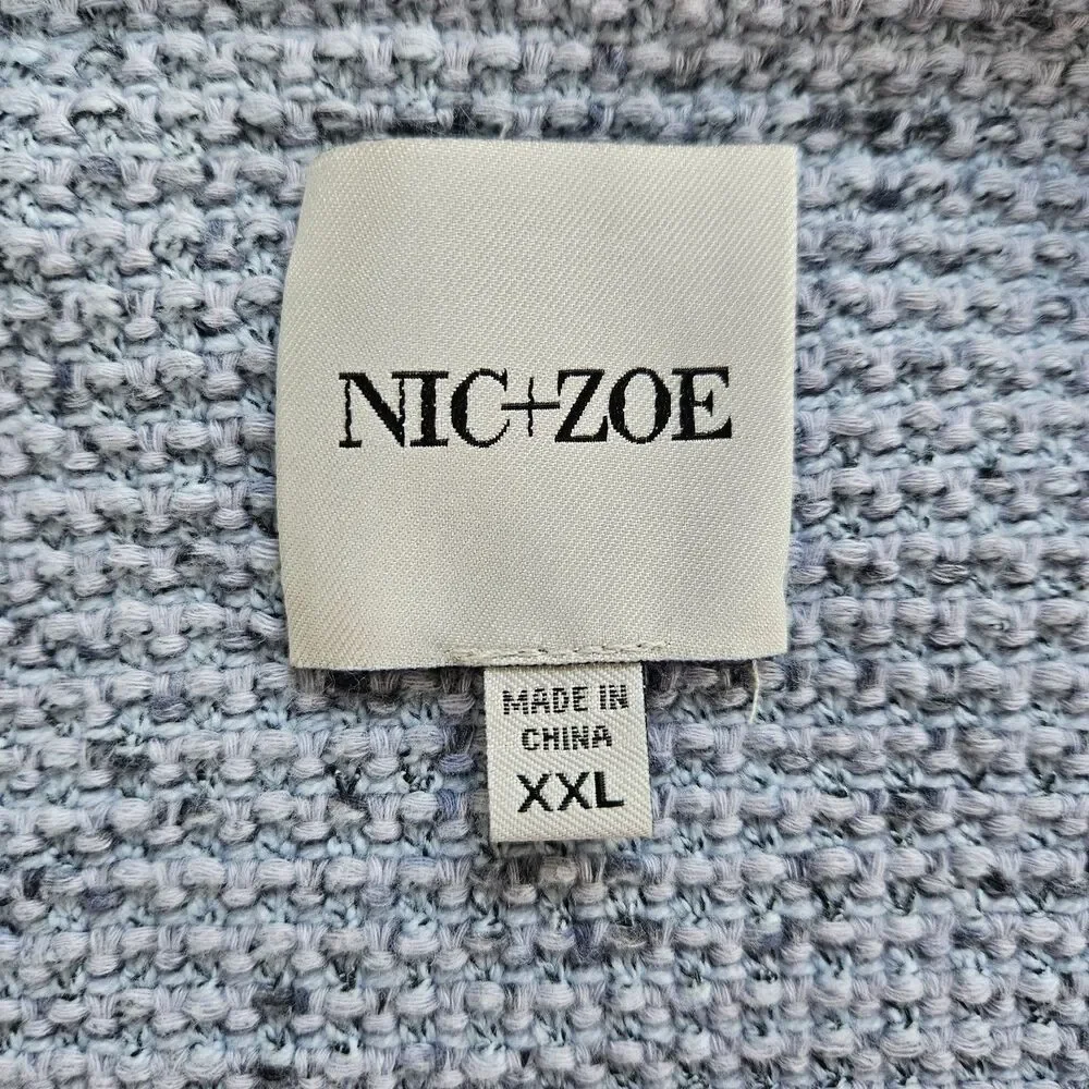 NIC + ZOE Fringe Mix Knit Blazer Jacket XXL Career Workwear Blue